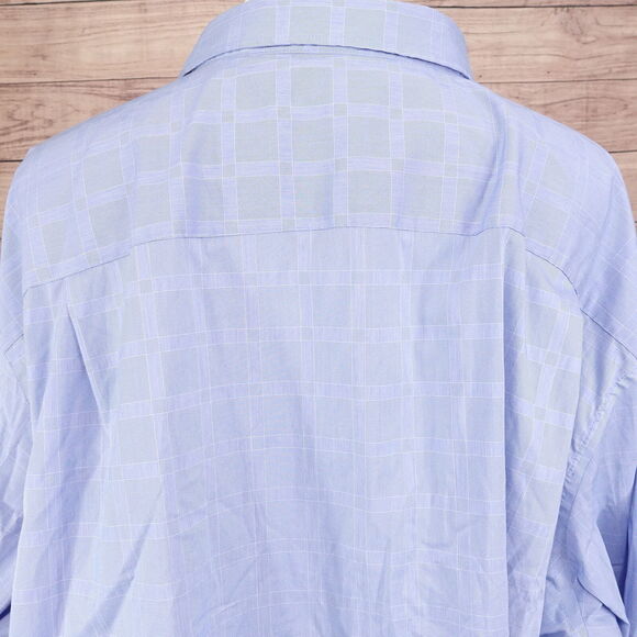 VAN HEUSEN TRAVELER BLUE CHECK BUTTON DOWN SHIRT MENS SZ 4XL 21-21.5 - Picture 5 of 7